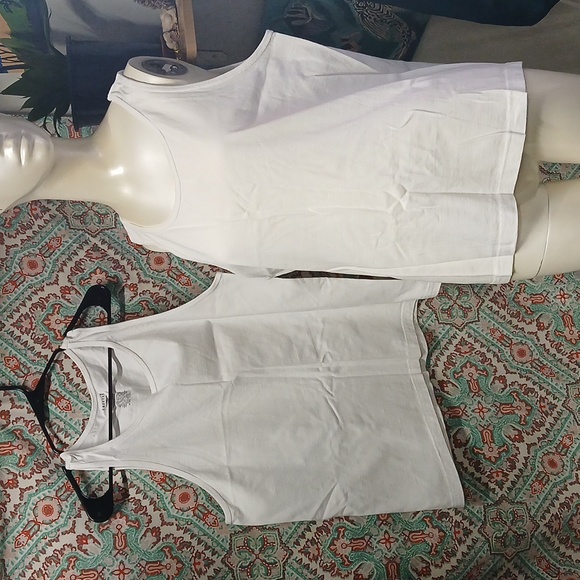 Set of 2 Cheetah White Cotton Tank Tops, Size M - Picture 1 of 9